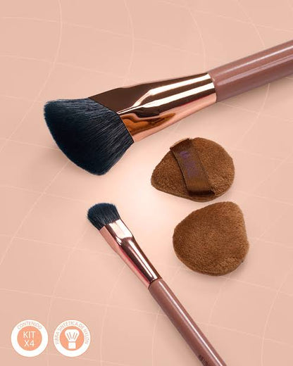Kit de brochas de piel luxe trendy base y corrector