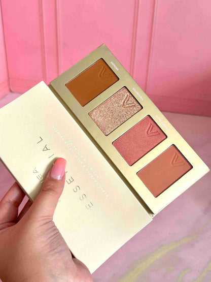 Paleta essential para el rostro, con contorno + rubor + iluminador Atenea