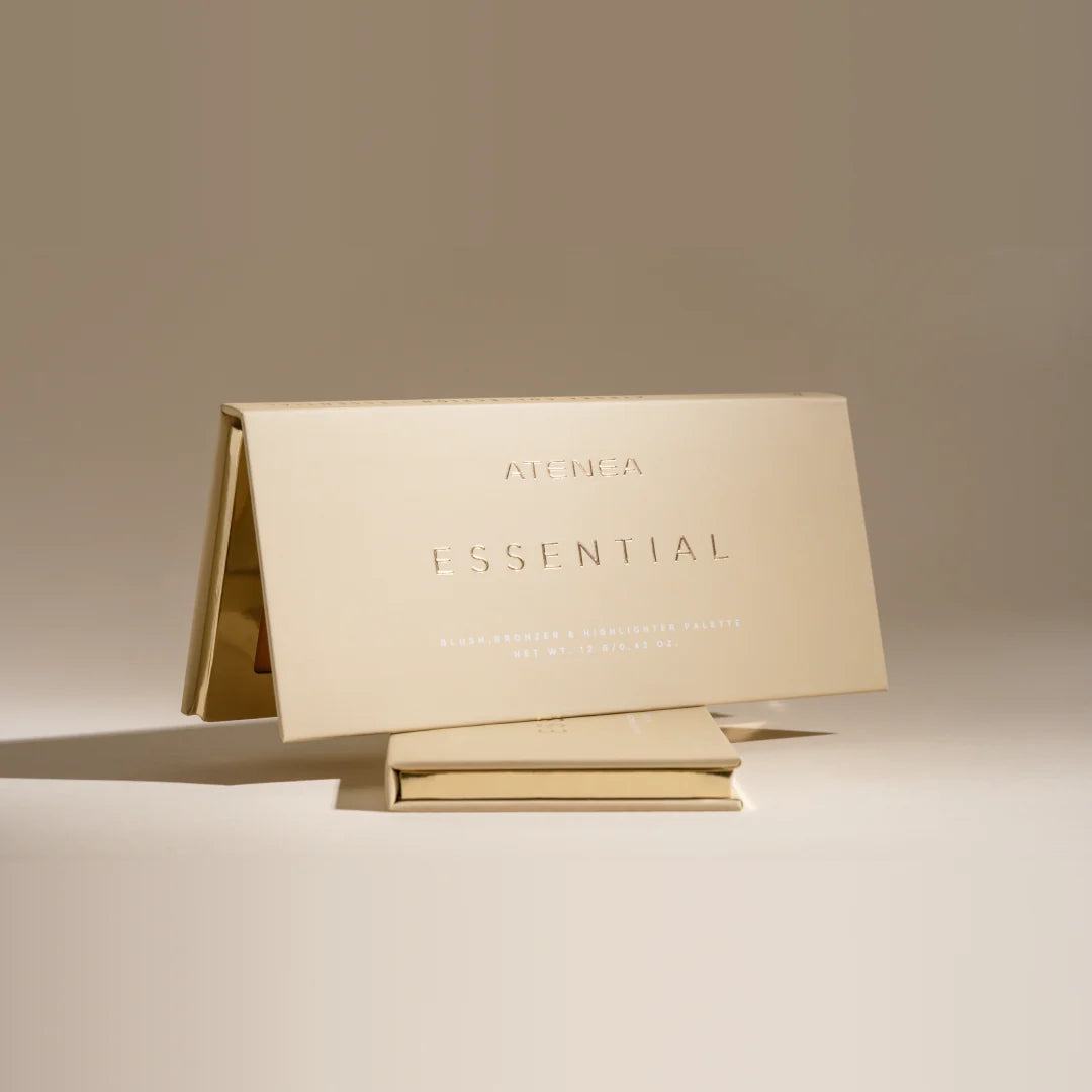 Paleta essential para el rostro, con contorno + rubor + iluminador Atenea