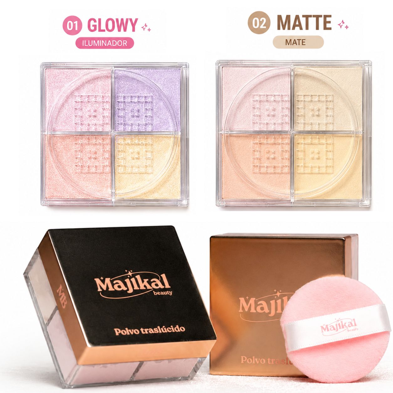 Mini Polvo suelto x4 tonos Majikal Beauty
