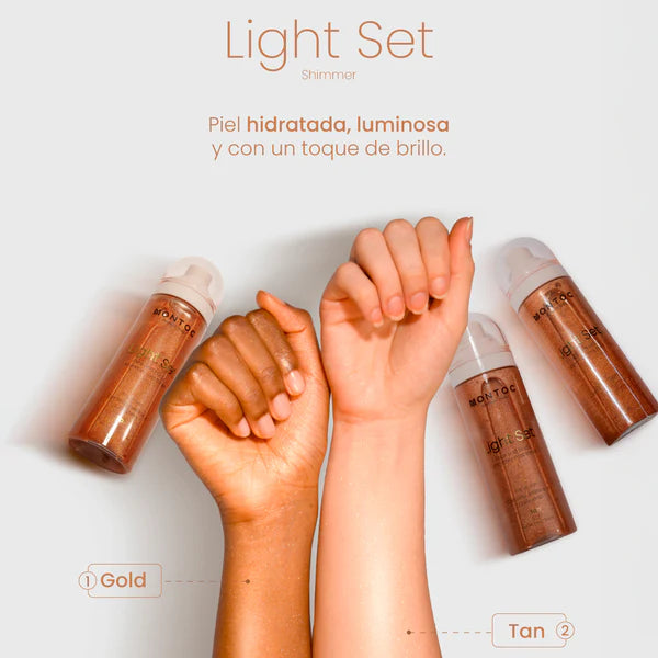 Shimmer mist toner light set Montoc iluminador corporal